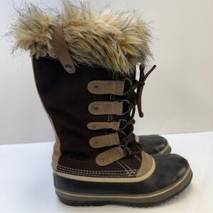 Sorel Brown Joan of Arctic Waterproof Winter Boots Size Suede Rubber Size 8.5